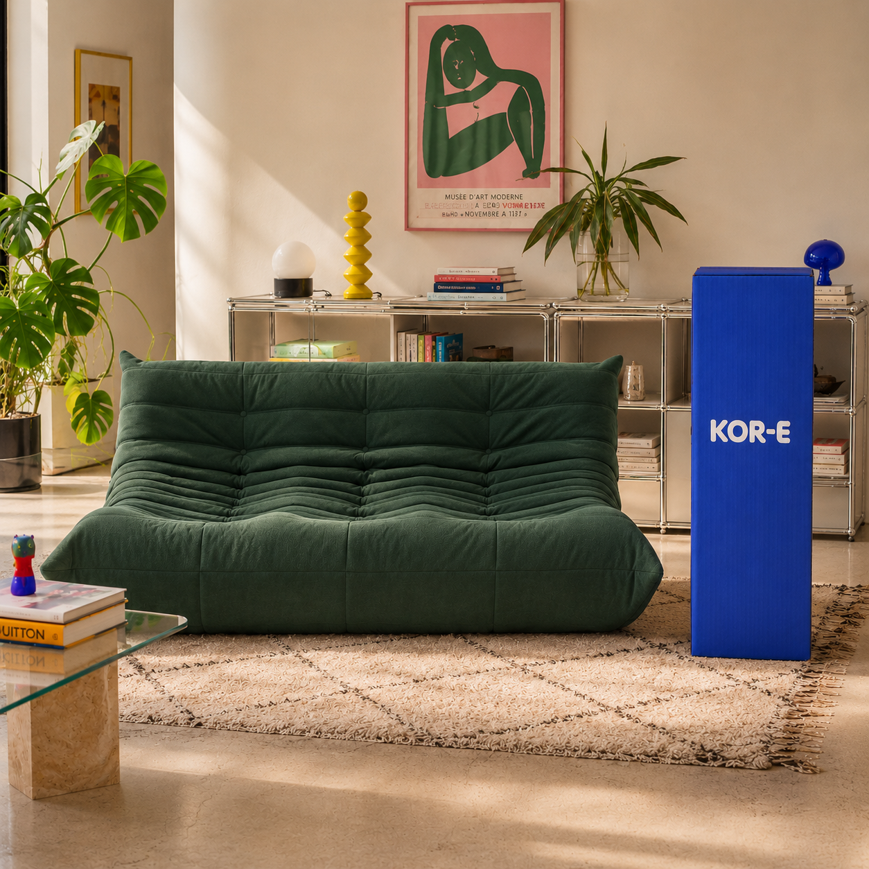 Doze Three Seater- בד זמש צבע ירוק